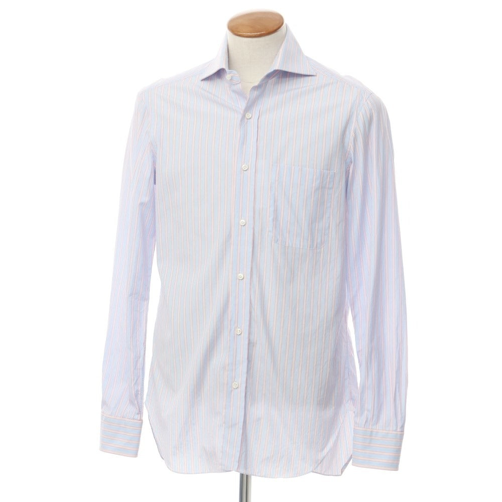 [Used] BARBA Cotton Striped Wide Collar Dress Shirt
 Light blue x pink x white [Size 39] [BLU] [S/S/A/W] [Condition Rank B] [Men&