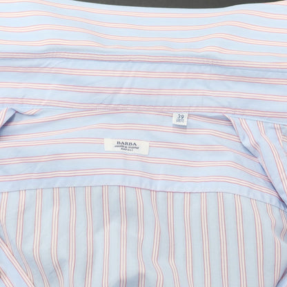 [Used] BARBA Cotton Striped Wide Collar Dress Shirt
 Light blue x pink x white [Size 39] [BLU] [S/S/A/W] [Condition Rank B] [Men&