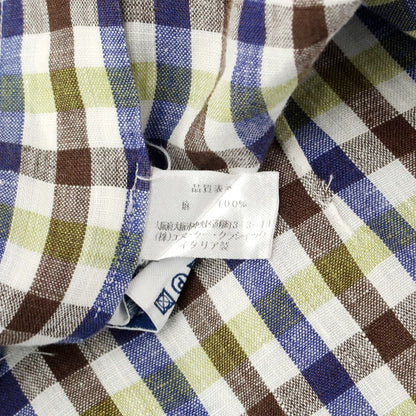 [Used] TRUZZI linen check casual shirt
 White x Brown [Size 37] [WHT] [S/S] [Condition Rank C] [Men&