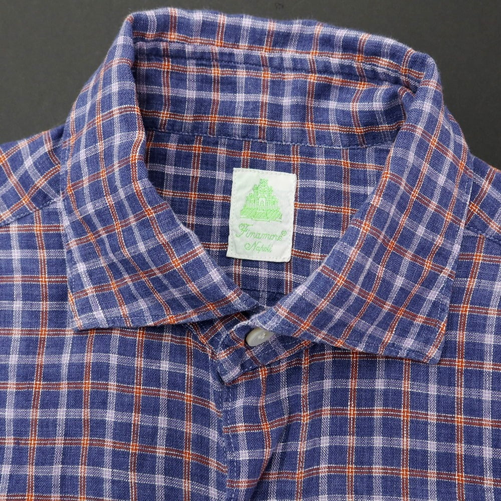 [Used] Finamore Linen Wide Collar Casual Shirt Light Navy x Orange x Purple [Size XS] [NVY] [S/S] [Condition Rank C] [Men&