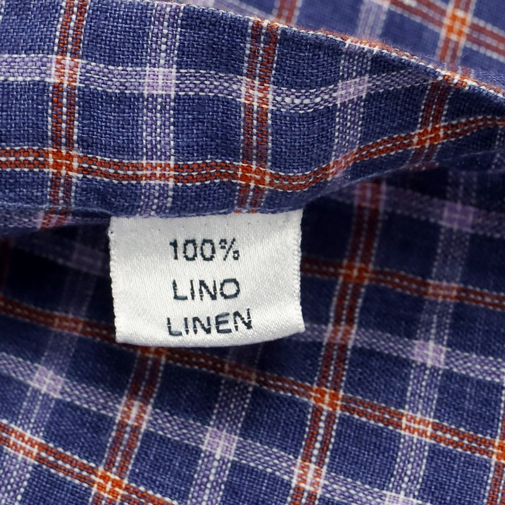 [Used] Finamore Linen Wide Collar Casual Shirt Light Navy x Orange x Purple [Size XS] [NVY] [S/S] [Condition Rank C] [Men&