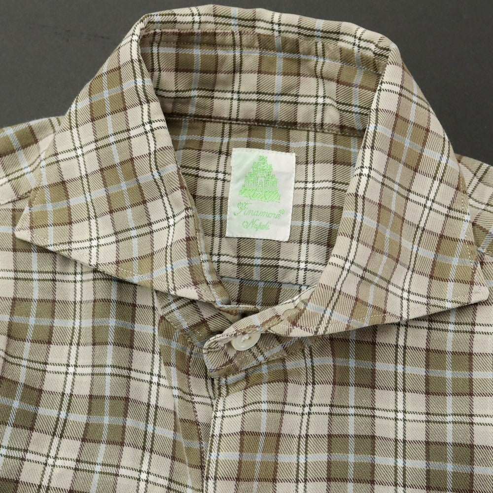 [Used] Finamore Cotton Horizontal Collar Casual Shirt
 Greige x Olive [Size 37] [BEI] [S/S/A/W] [Condition Rank C] [Men&