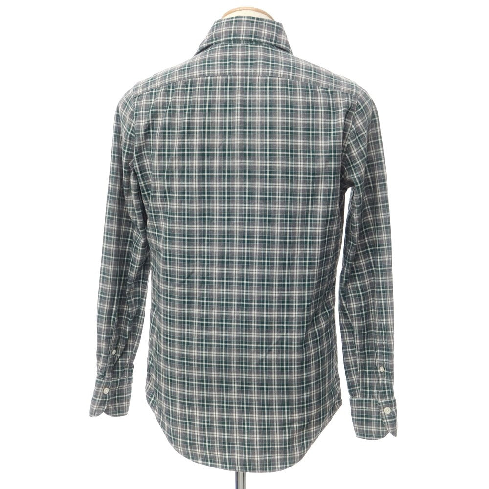 [Used] Finamore Cotton Flannel Check Horizontal Collar Shirt Gray x Dark Green [S] [Condition Rank C] [Men&