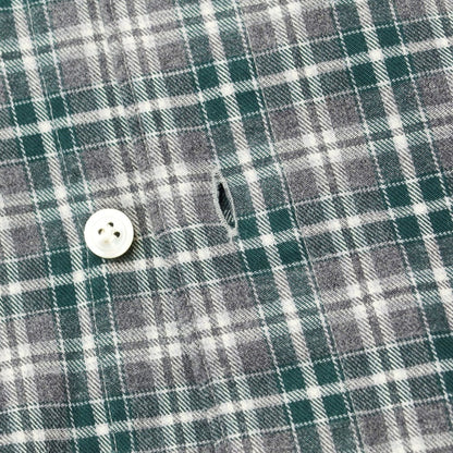 [Used] Finamore Cotton Flannel Check Horizontal Collar Shirt Gray x Dark Green [S] [Condition Rank C] [Men&