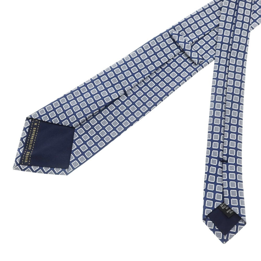 【中古】エルメネジルドゼニア Ermenegildo Zegna シルク 小紋柄ネクタイ ネイビーxホワイト【NVY】【S/S/A/W】【状態ランクC】【メンズ】【759173】