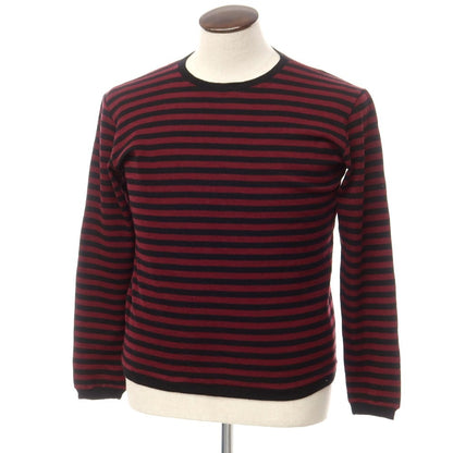 [Used] Letroyes wool striped crew neck pullover knit 
Burgundy x Black [Size 5] [RED] [A/W] [Condition Rank B] ​​[Men&