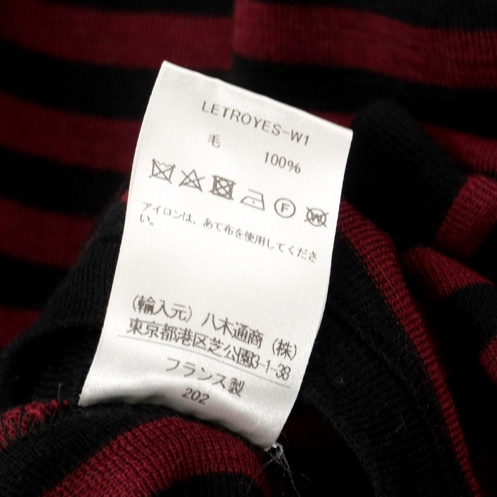 [Used] Letroyes wool striped crew neck pullover knit 
Burgundy x Black [Size 5] [RED] [A/W] [Condition Rank B] ​​[Men&