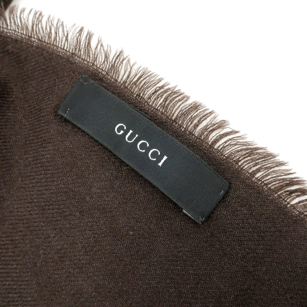 【中古】グッチ GUCCI ウールシルク ストール ブラウンxホワイト【 状態ランクC 】【 ユニセックス 】