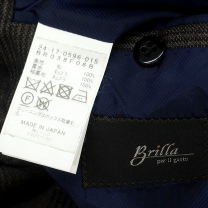 【中古】ブリッラ ペル イル グスト Brilla per il gusto ウール スリーピース チェック 3つボタンスーツ ダークブラウンxオリーブ×グレー【サイズ42】【BRW】【A/W】【状態ランクC】【メンズ】【758993】