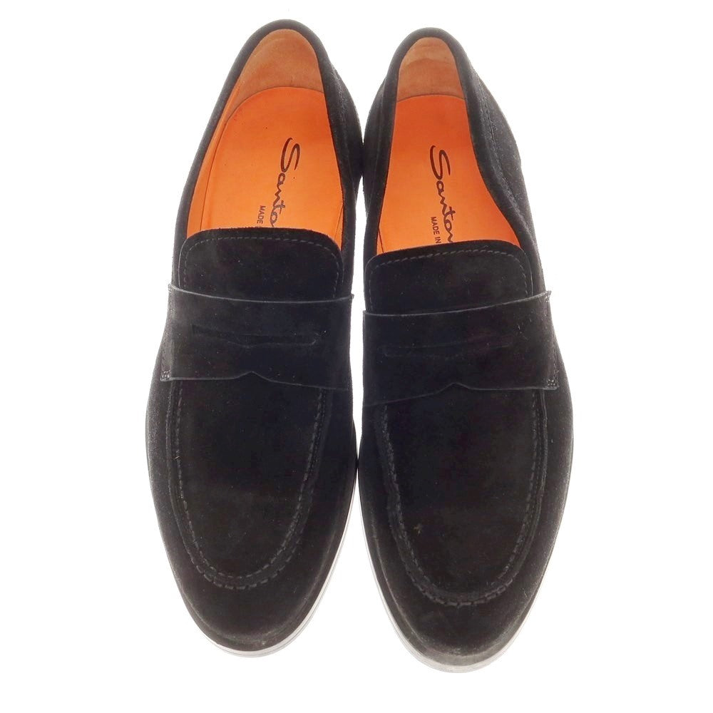 【中古】サントーニ Santoni スエード コインローファー ブラック【 8 1/2 】【 状態ランクB 】【 メンズ 】