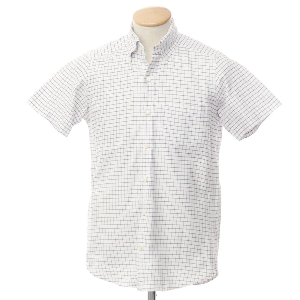 [Used] TOMORROWLAND Oxford cotton check BD short sleeve shirt White x purple [SMALL] [Condition rank B] [Men&