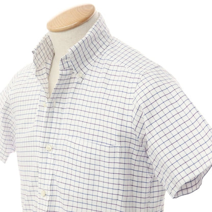 [Used] TOMORROWLAND Oxford cotton check BD short sleeve shirt White x purple [SMALL] [Condition rank B] [Men&