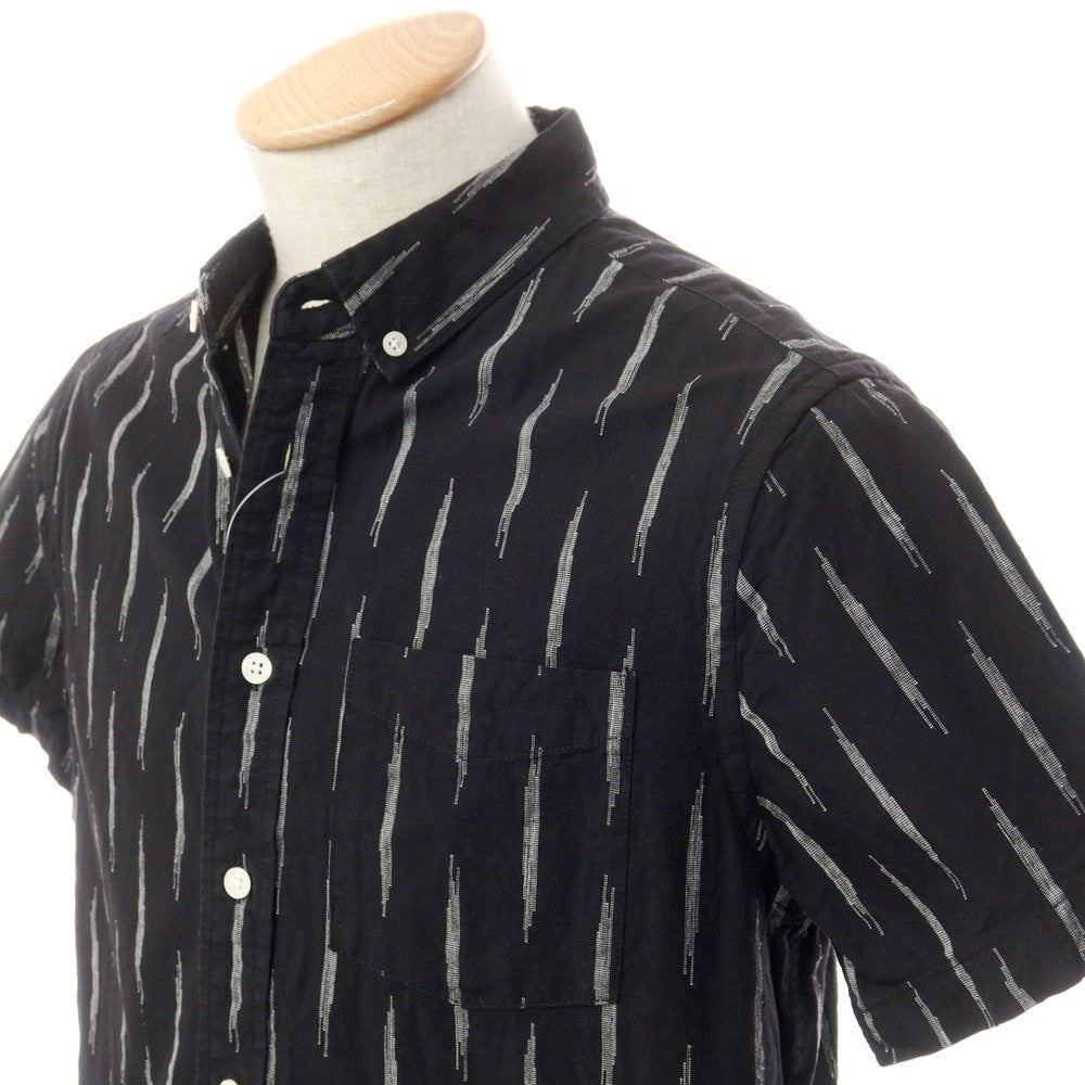 [Used] Saturdays NYC Jacquard Cotton Short Sleeve Shirt Black x White [S] [Condition Rank C] [Men&