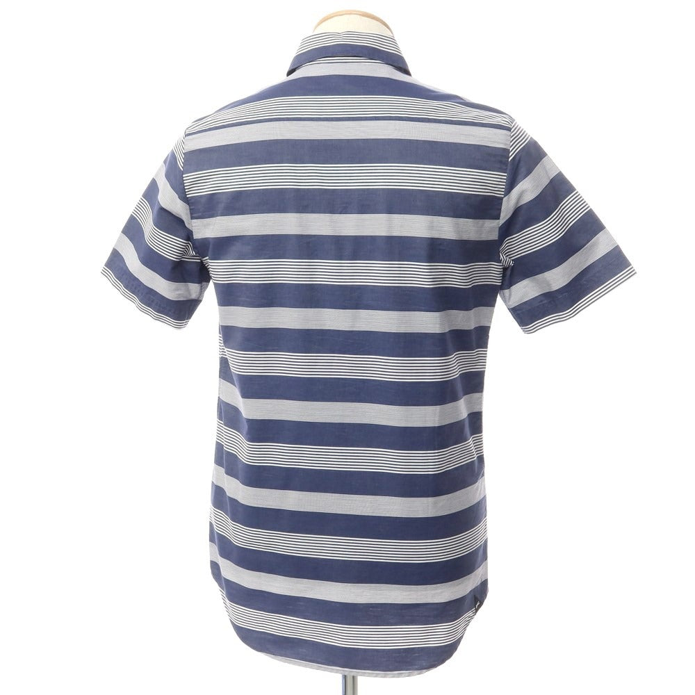 [Used] DENHAM Striped short-sleeved BD shirt, navy x white [XS] [Condition: B] [Men&