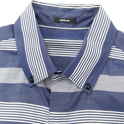 [Used] DENHAM Striped short-sleeved BD shirt, navy x white [XS] [Condition: B] [Men&