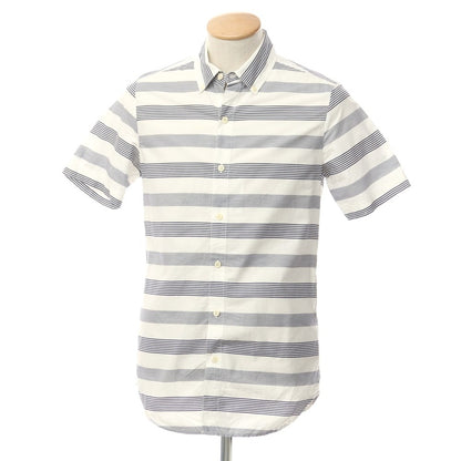 [Used] DENHAM Striped short-sleeved BD shirt, white x navy [XS] [Condition: C] [Men&