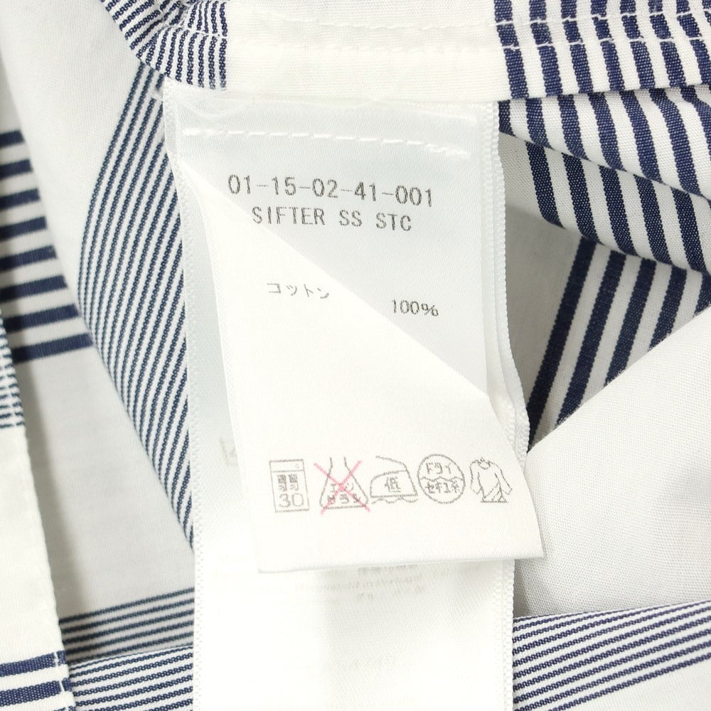 [Used] DENHAM Striped short-sleeved BD shirt, white x navy [XS] [Condition: C] [Men&