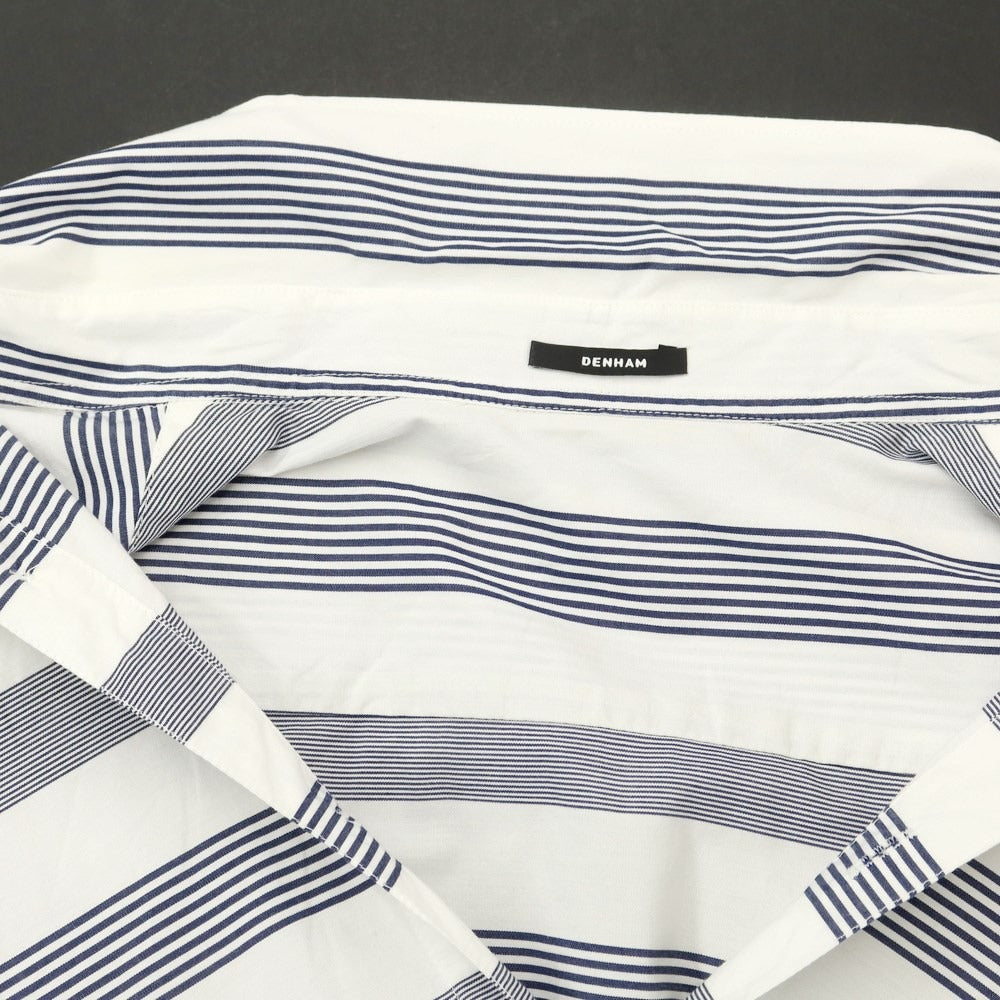 [Used] DENHAM Striped short-sleeved BD shirt, white x navy [XS] [Condition: C] [Men&