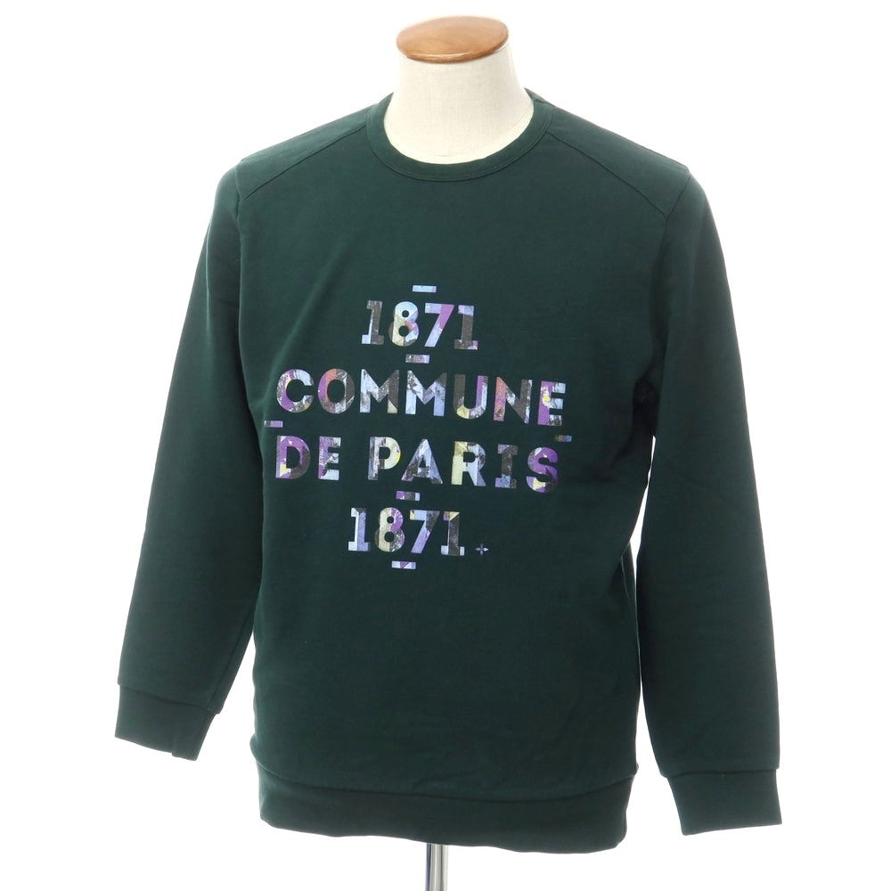 【中古】コミューンドゥパリ COMMUNE DE PARIS プリント クルーネックスウェット ダークグリーン【 M 】【 状態ランクB 】【 メンズ 】