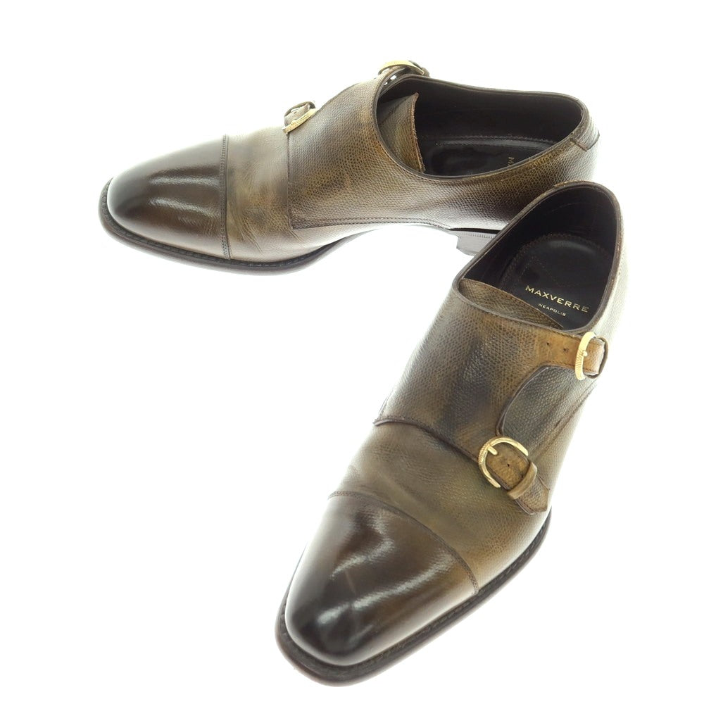 [Used] Maxwelle MAXVERRE Embossed Leather Double Monk Dress Shoes Green Brown [5] [Condition Rank B] [Men&