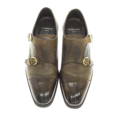 [Used] Maxwelle MAXVERRE Embossed Leather Double Monk Dress Shoes Green Brown [5] [Condition Rank B] [Men&