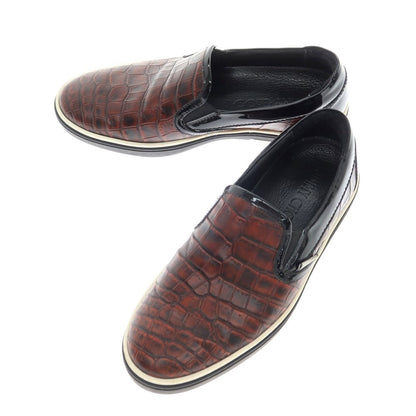 [Used] JIMMY CHOO Embossed Leather Patent Leather Sneakers Slip-on Brown [40] [Condition Rank B] [Men&