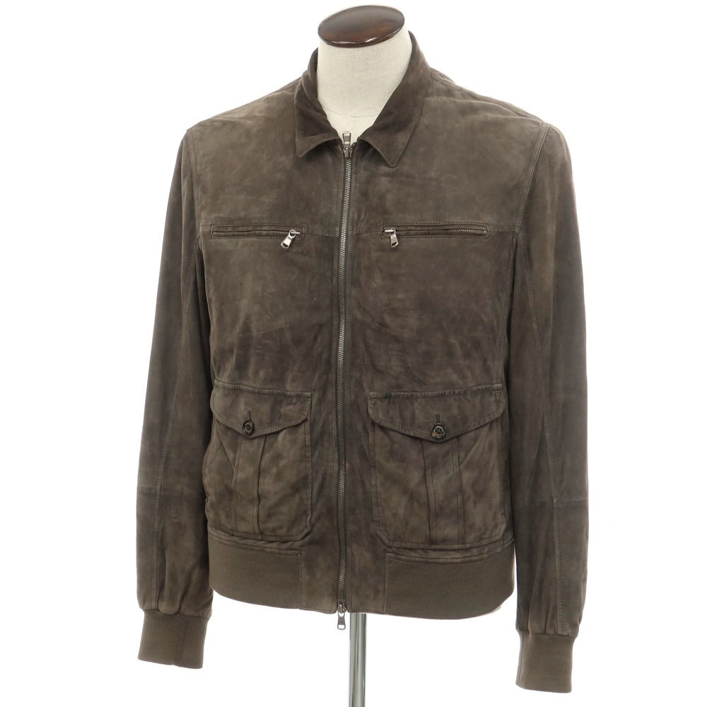 【中古】ブルネロクチネリ Brunello Cucinelli シープスエード ジップアップ レザーブルゾン グレー【 L 】【 状態ランクD 】【 メンズ 】