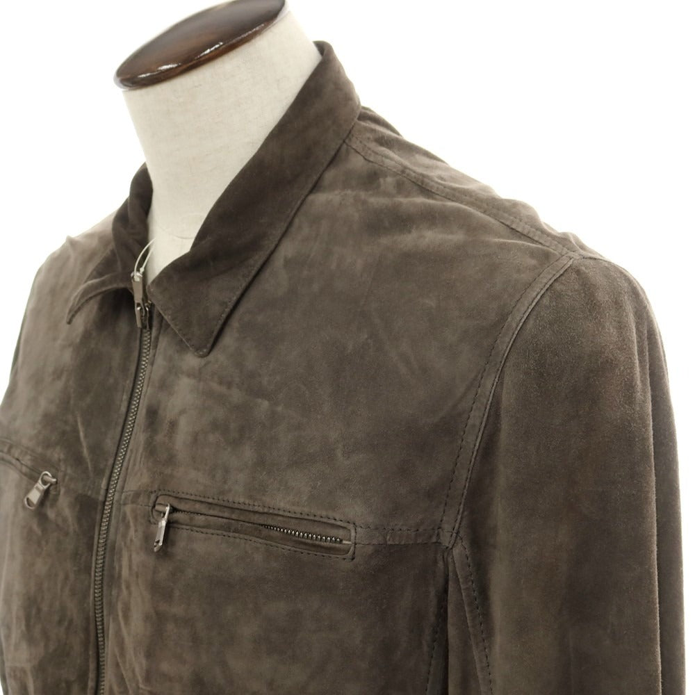 【中古】ブルネロクチネリ Brunello Cucinelli シープスエード ジップアップ レザーブルゾン グレー【 L 】【 状態ランクD 】【 メンズ 】