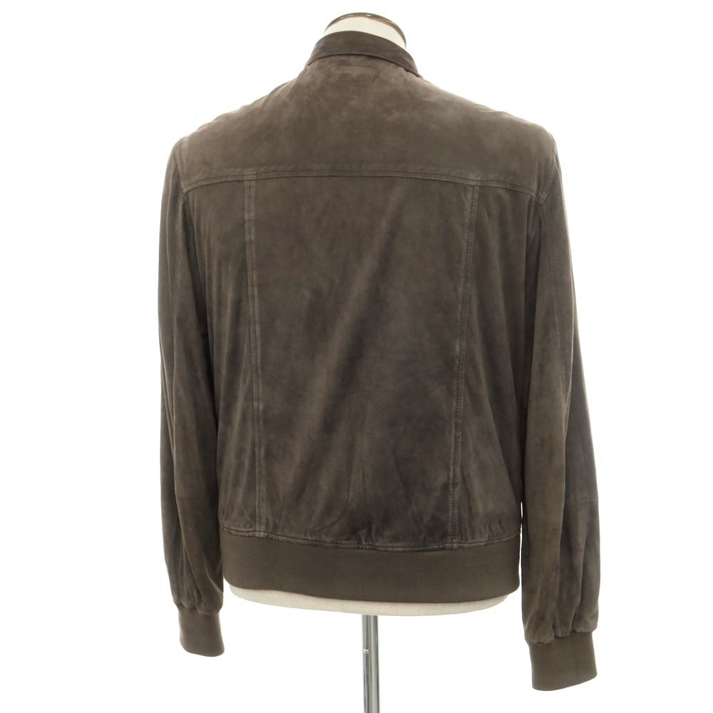 【中古】ブルネロクチネリ Brunello Cucinelli シープスエード ジップアップ レザーブルゾン グレー【 L 】【 状態ランクD 】【 メンズ 】