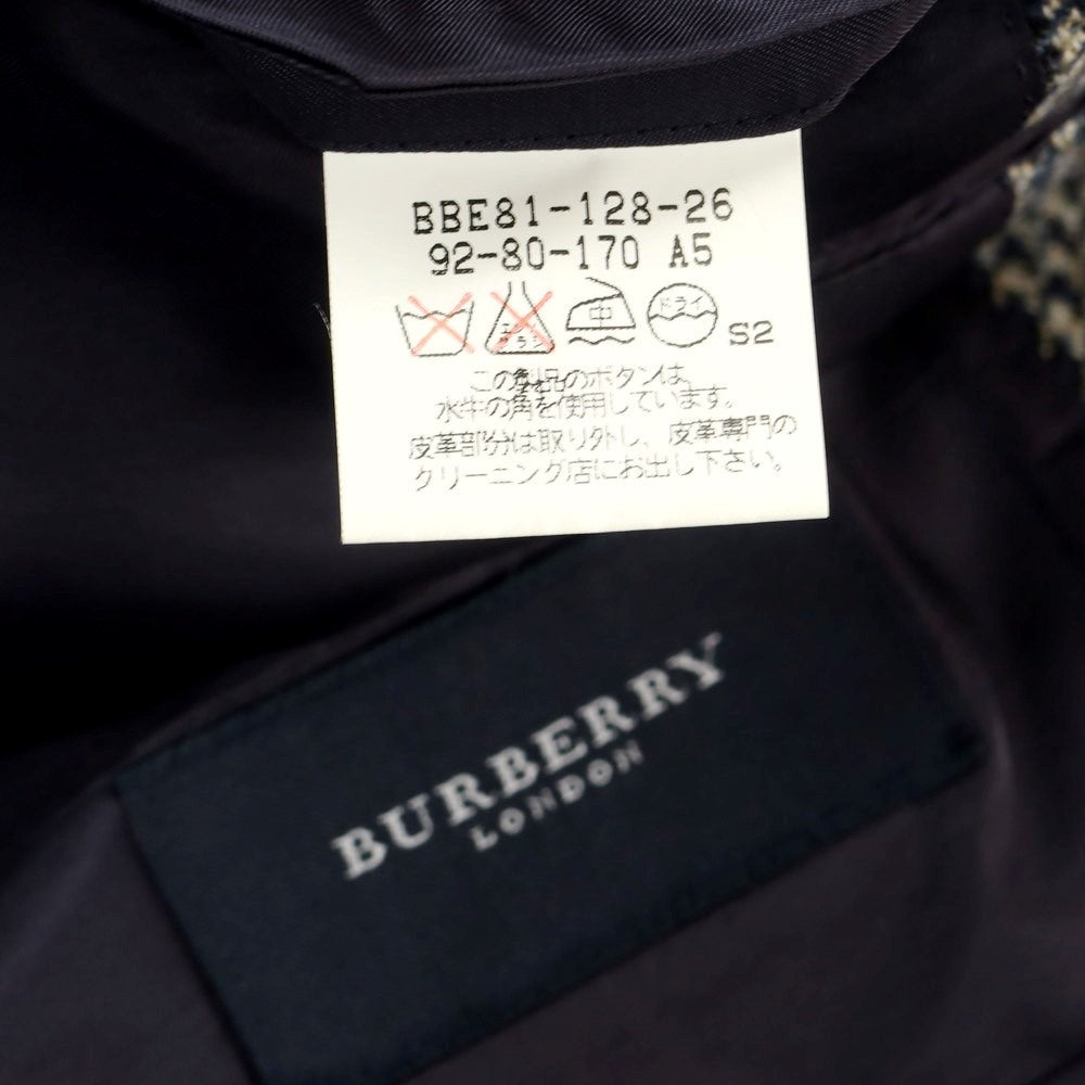 【中古】バーバリーロンドン BURBERRY LONDON ウールカシミヤ ハウンドトゥース 2つボタン テーラードジャケット アイボリーxネイビー【サイズA5】【BEI】【A/W】【状態ランクB】【メンズ】【759070】