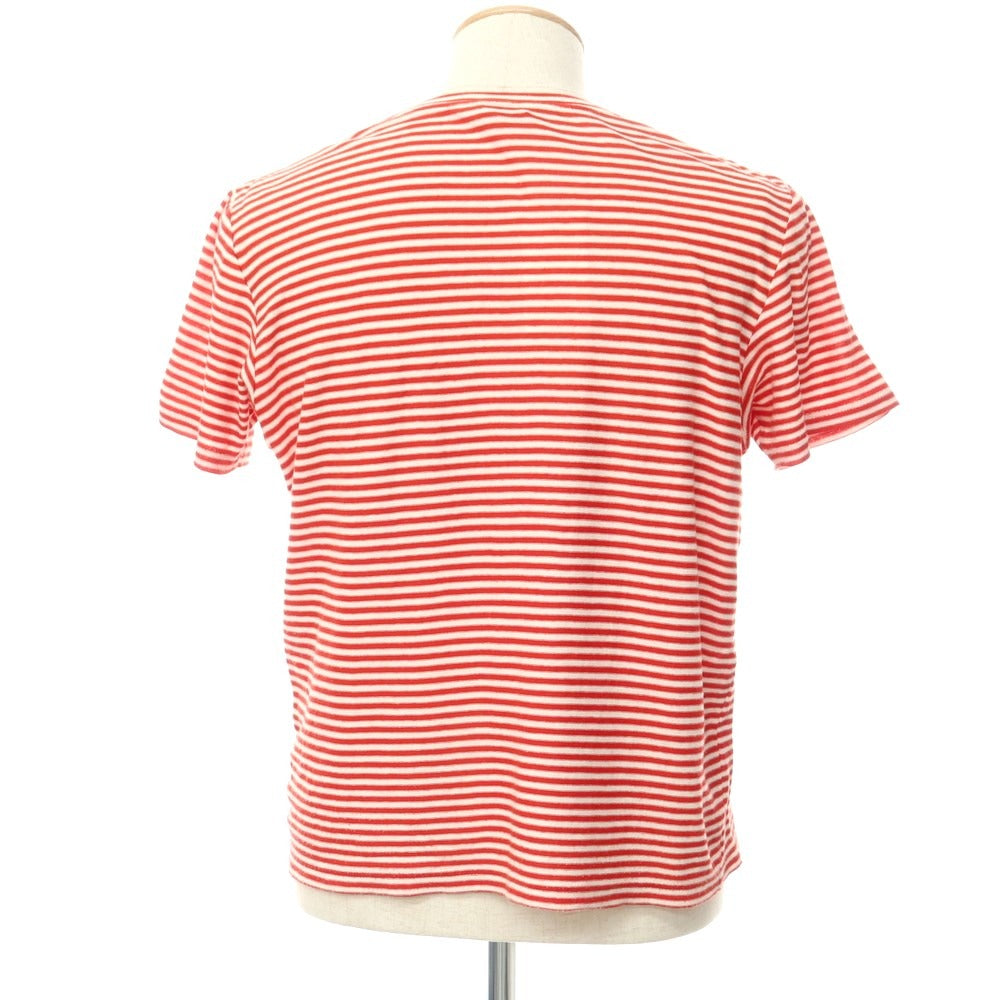 【中古】サンローランパリ SAINT LAURENT PARIS ハイゲージコットン 半袖ニットTシャツ レッドxオフホワイト【 XS 】【 状態ランクC 】【 メンズ 】