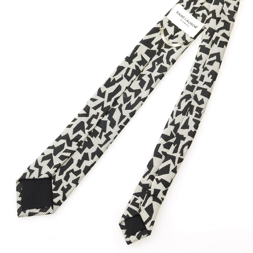 サンローラン ナロータイ ネクタイ 美品 ブラック グレー SAINT