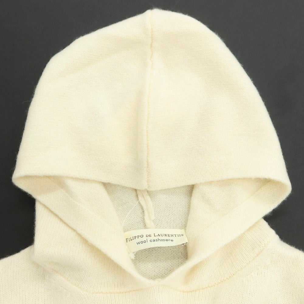 【中古】フィリッポ デ ローレンティス FILIPPO DE LAURENTIIS  ウールカシミヤ プルオーバーパーカー ニット アイボリー【サイズ44】【WHT】【A/W】【状態ランクB】【メンズ】【759089】