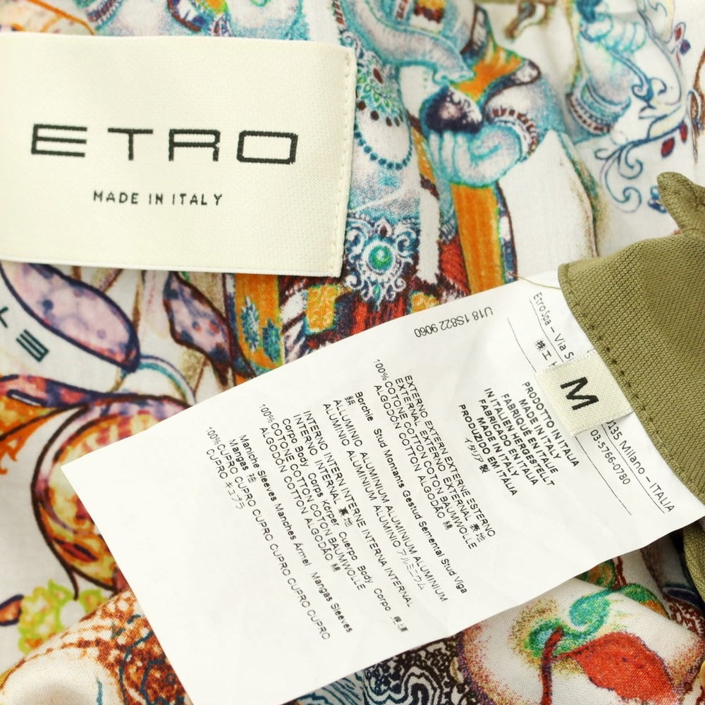 【中古】エトロ ETRO コットン スタッズ ミリタリージャケット オリーブ【 M 】【 状態ランクC 】【 メンズ 】