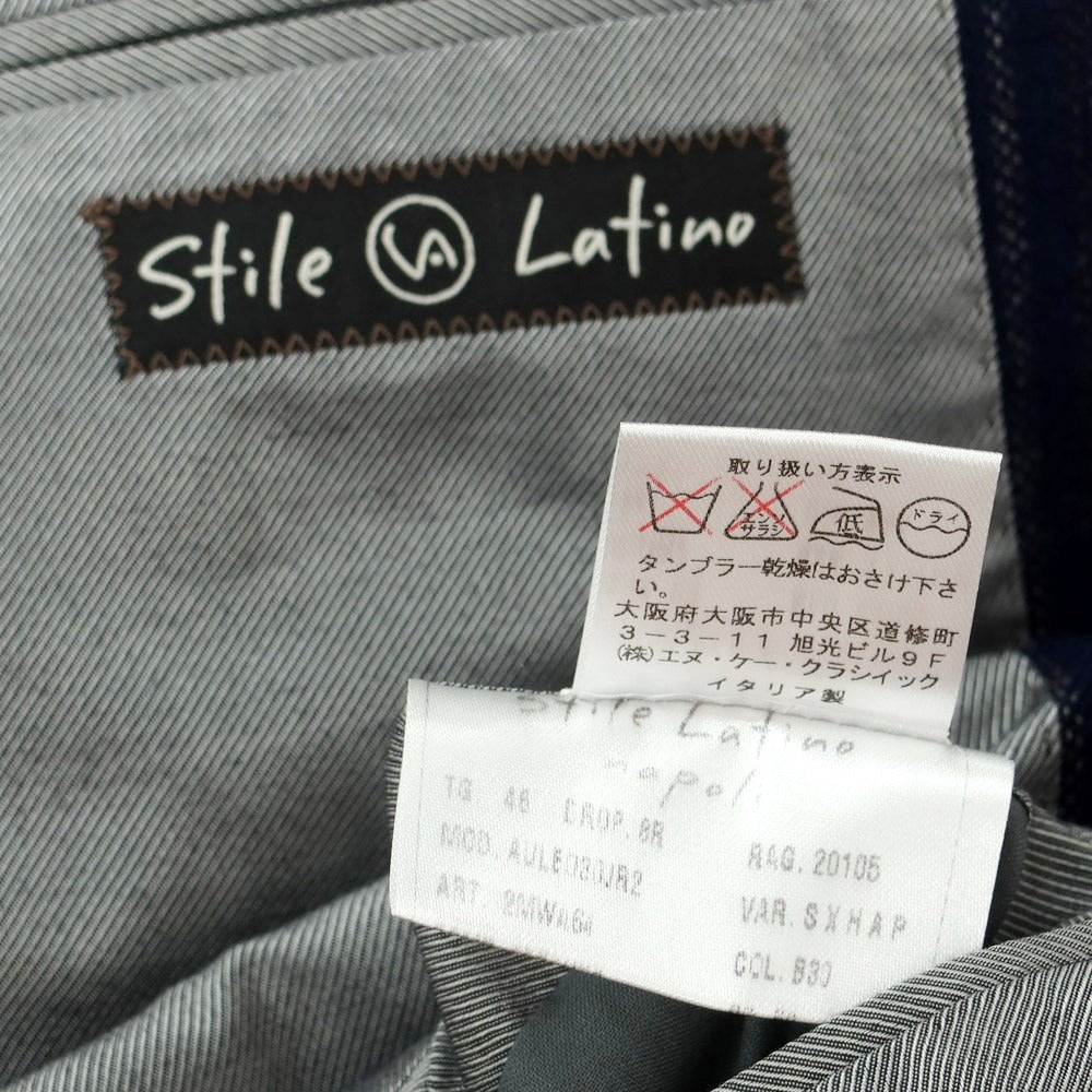 【中古】スティレ ラティーノ STILE LATINO ウール ストライプ 3つボタンスーツ
 ネイビーxグレージュ【サイズ46 Drop8R】【NVY】【A/W】【状態ランクC】【メンズ】
【758992】[APD]