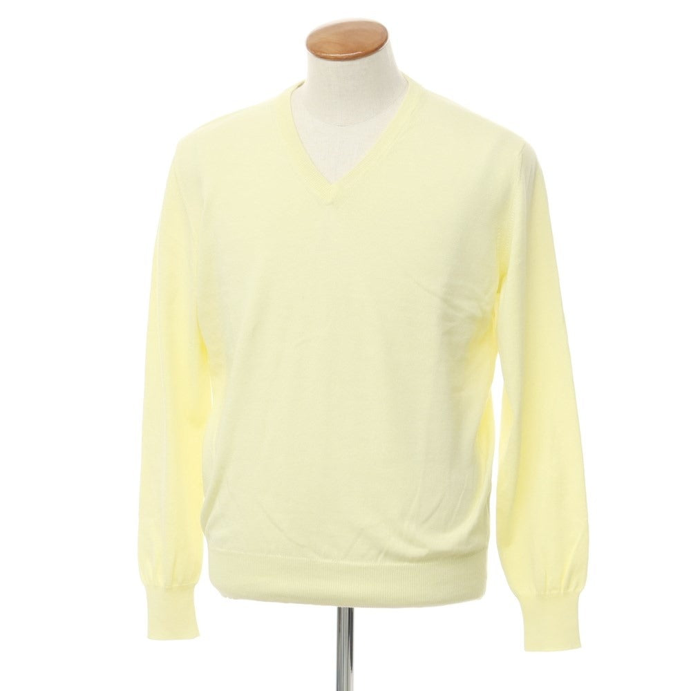 [Used] Luigi Borrelli Cotton V-neck pullover knit light yellow [Size 50] [YEL] [S/S] [Condition rank C] [Men&