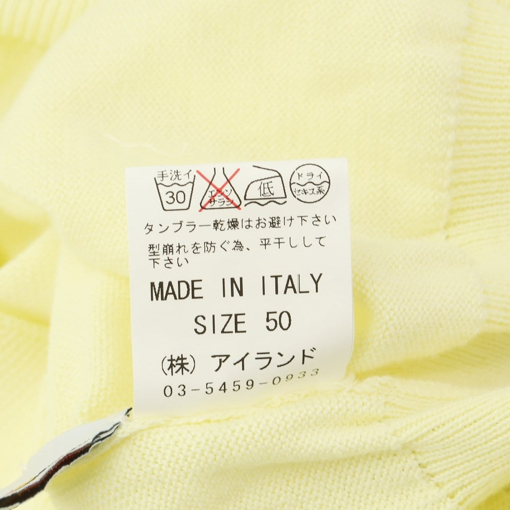 [Used] Luigi Borrelli Cotton V-neck pullover knit light yellow [Size 50] [YEL] [S/S] [Condition rank C] [Men&