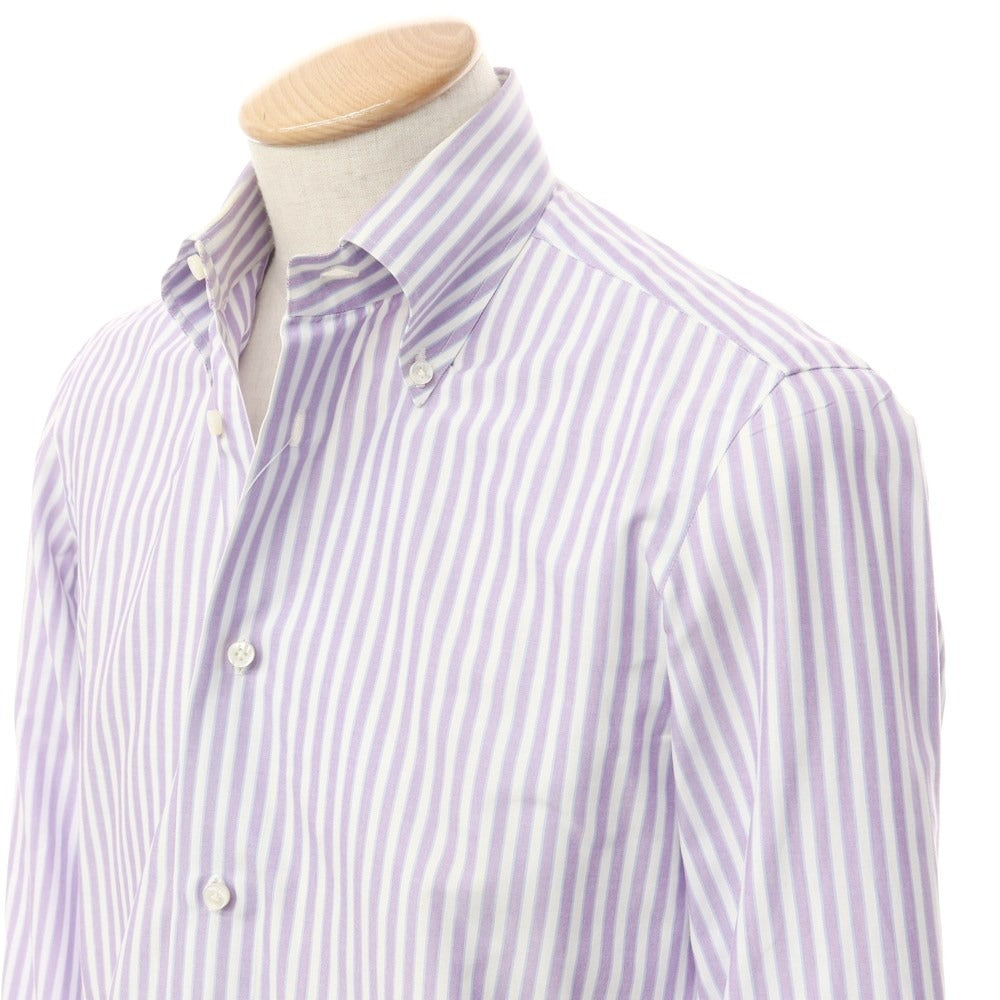 [Used] Luigi Borrelli Cotton Striped BD Shirt Purple x White [37] [Condition Rank C] [Men&