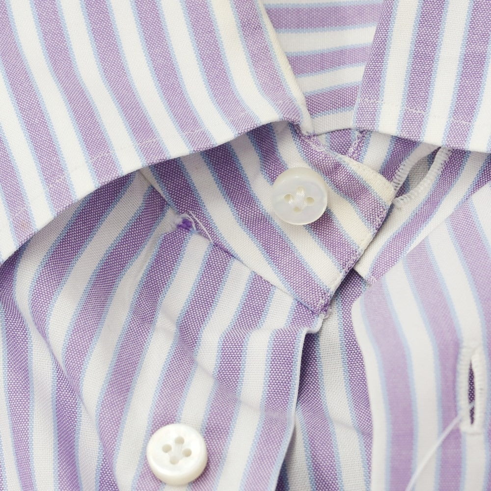 [Used] Luigi Borrelli Cotton Striped BD Shirt Purple x White [37] [Condition Rank C] [Men&