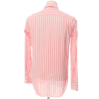 [Used] Luigi Borrelli Cotton Linen Striped BD Shirt Pink x White [37] [Condition Rank B] [Men&