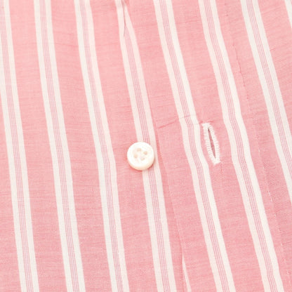 [Used] Luigi Borrelli Cotton Linen Striped BD Shirt Pink x White [37] [Condition Rank B] [Men&