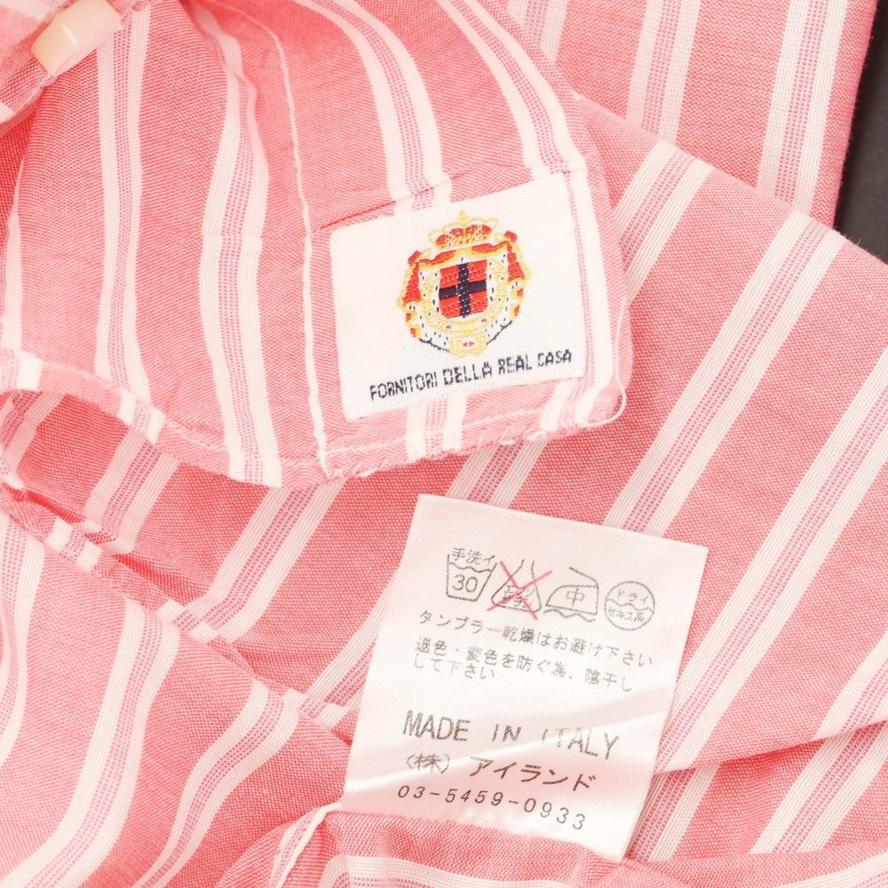 [Used] Luigi Borrelli Cotton Linen Striped BD Shirt Pink x White [37] [Condition Rank B] [Men&