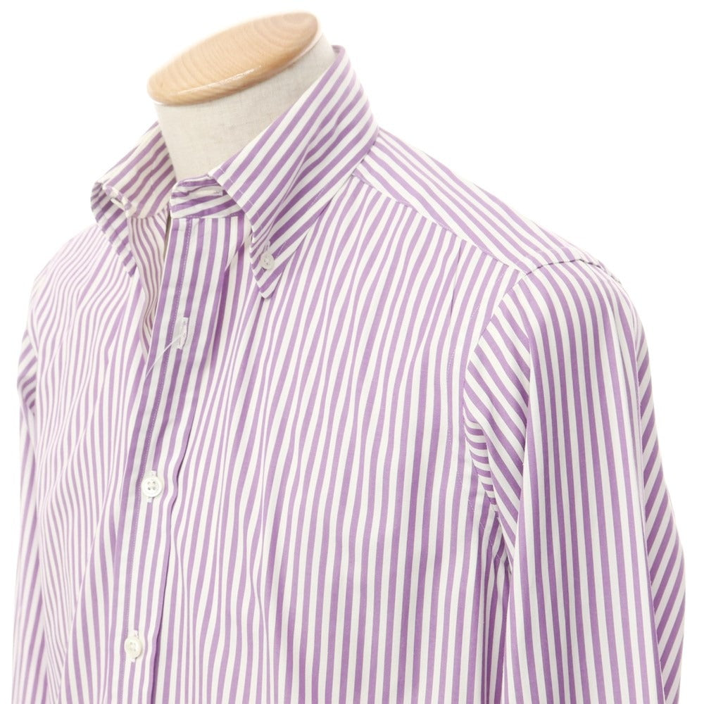 [Used] Batak House Cut Striped Button-down Dress Shirt White x Purple [14 1/2] [Condition Rank C] [Men&