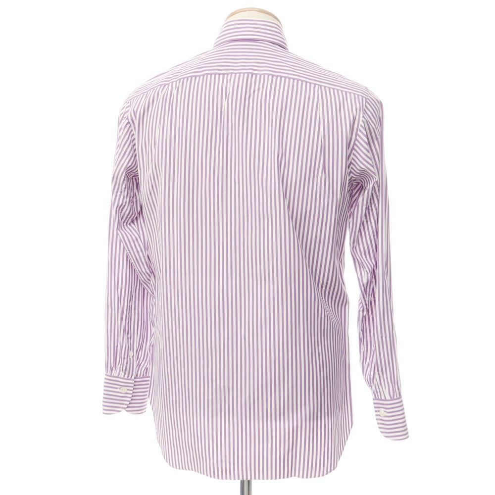 [Used] Batak House Cut Striped Button-down Dress Shirt White x Purple [14 1/2] [Condition Rank C] [Men&