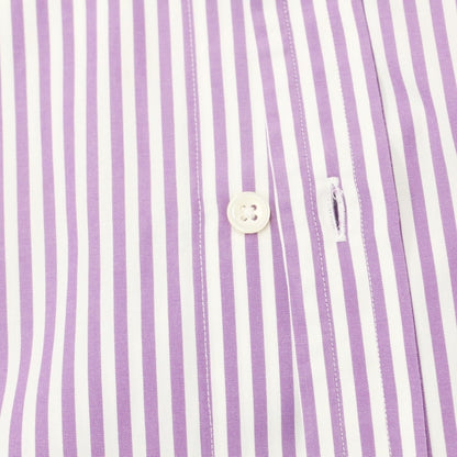 [Used] Batak House Cut Striped Button-down Dress Shirt White x Purple [14 1/2] [Condition Rank C] [Men&