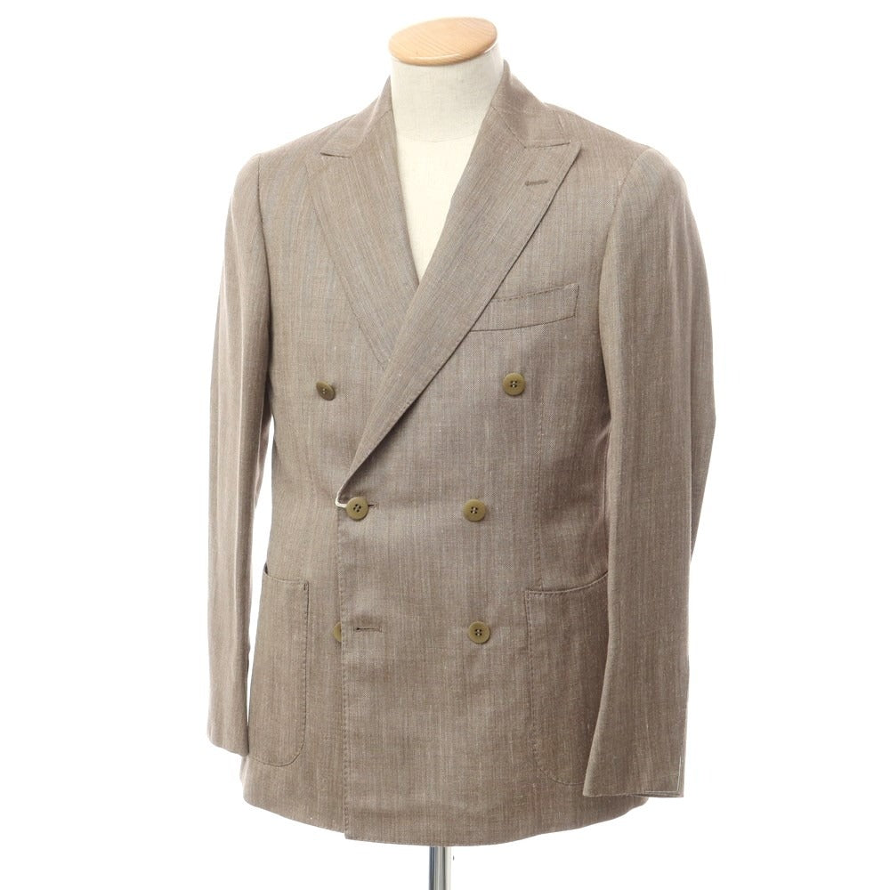 [Used] Artigianale Wool Silk Herringbone Double Breasted 6B Tailored Jacket Grayish Brown [44] [Condition Rank A] [Men&