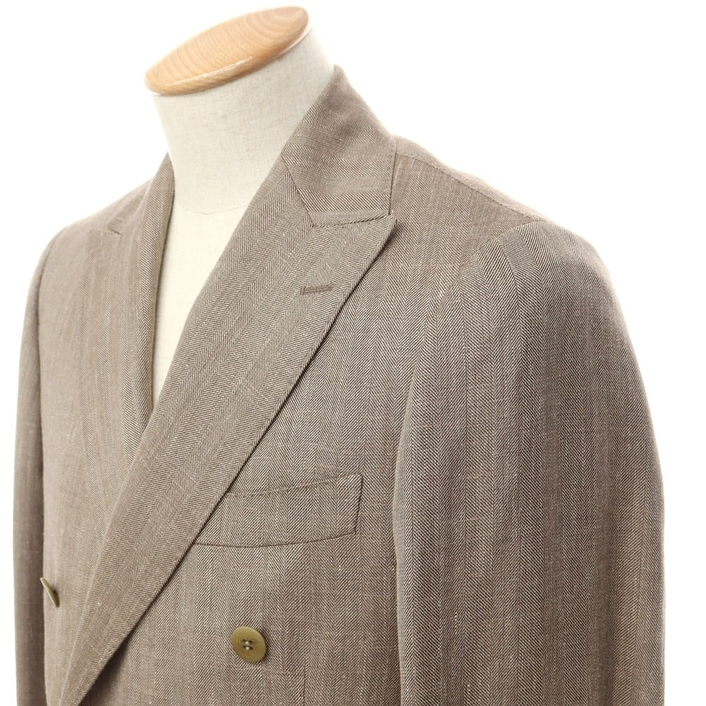 [Used] Artigianale Wool Silk Herringbone Double Breasted 6B Tailored Jacket Grayish Brown [44] [Condition Rank A] [Men&