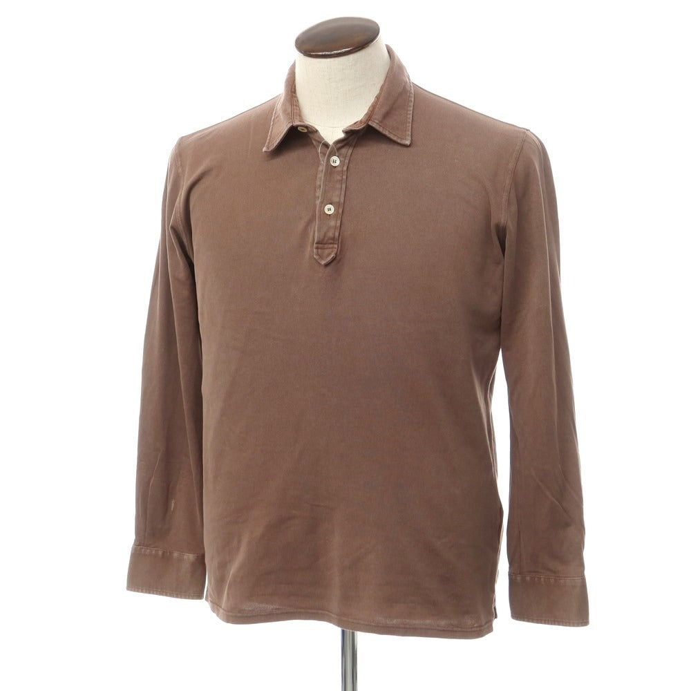 [Used] FEDELI Cotton Pique Long Sleeve Polo Shirt Brown [Size 50] [BRW] [S/S/A/W] [Condition Rank C] [Men&