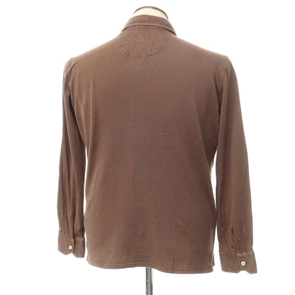 [Used] FEDELI Cotton Pique Long Sleeve Polo Shirt Brown [Size 50] [BRW] [S/S/A/W] [Condition Rank C] [Men&