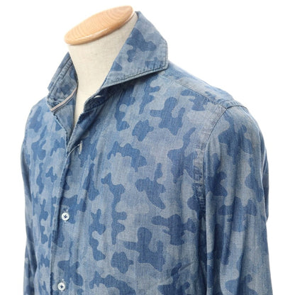 [Used] ORIAN Jacquard Camouflage Casual Shirt Dark Blue [XS] [Condition Rank C] [Men&